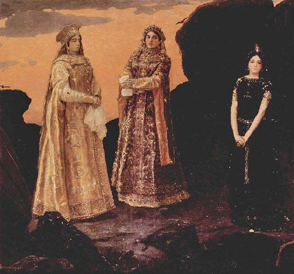 Wassnezow, Wiktor Michajlowitsch Drei Koniginnen des unterirdischen Reiches oil painting image